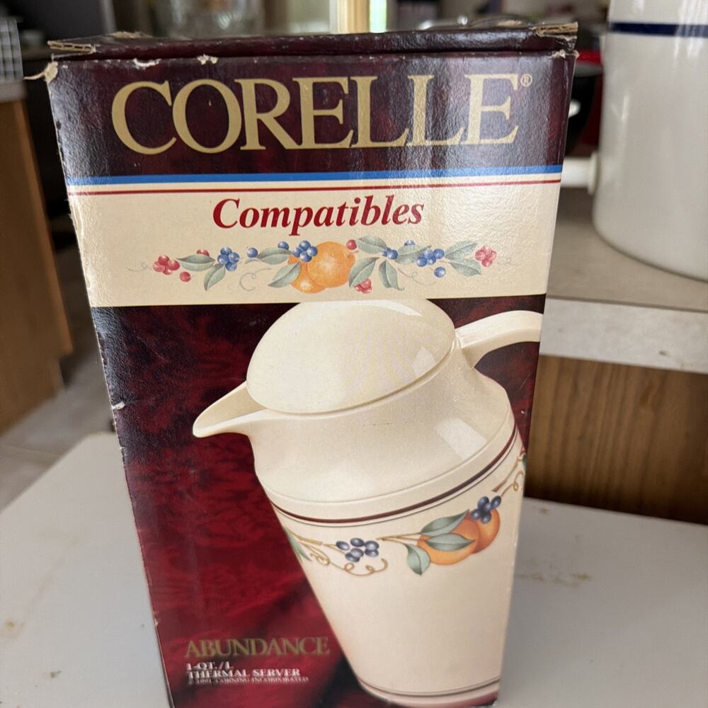 ❤️ NEW Corelle ABUNDANCE Fruit 1-Qt Thermal SERVING CARAFE Hot Cold‎ Coffee Tea